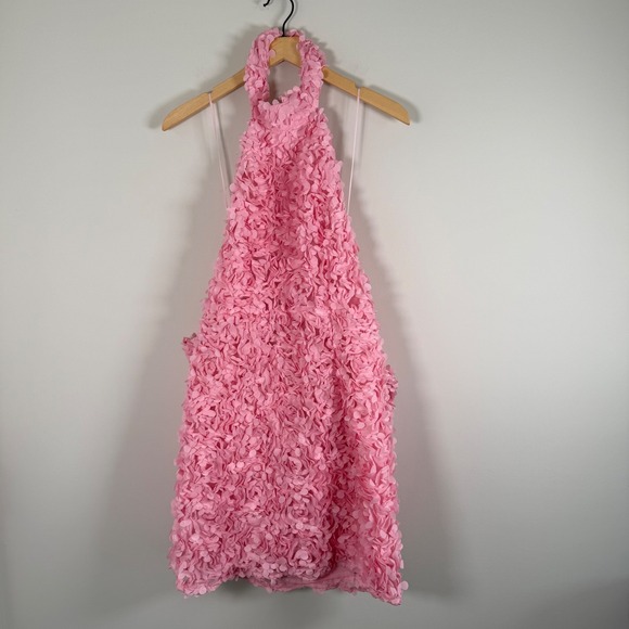 NEW Klesis Monroe Embellished Bow Floral Applique Mini Dress Medium Halter NWT - Picture 5 of 8